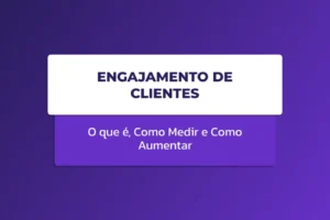 Card centralizado sobre fundo roxo com o título "Engajamento de Clientes