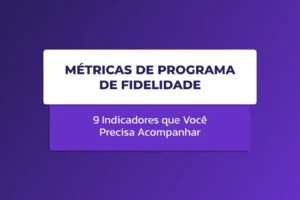 Card centralizado sobre fundo roxo com o título "Métricas de Programa de Fidelidade".
