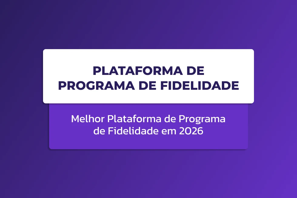 Card centralizado sobre fundo roxo com o título "Plataforma de Programa de Fidelidade".